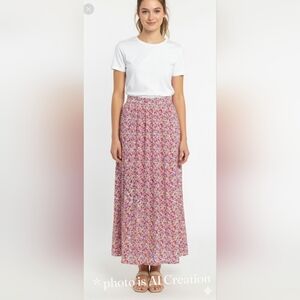 Reitmans viscose daisy love Betty flowers maxi skirt pink xxs